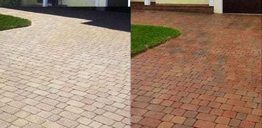 Before and after pavers cleaning and sealing Before and after pavers cleaning and sealing